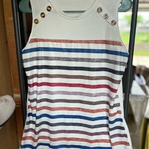 Striped Sleeveless Top with Button Detail